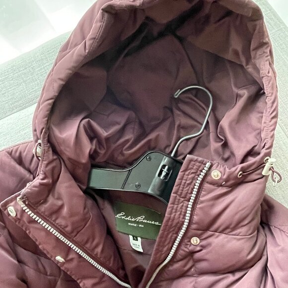 goose down parka coat knee length womens Lg plum wine lightweight 650 fill power - Picture 9 of 15